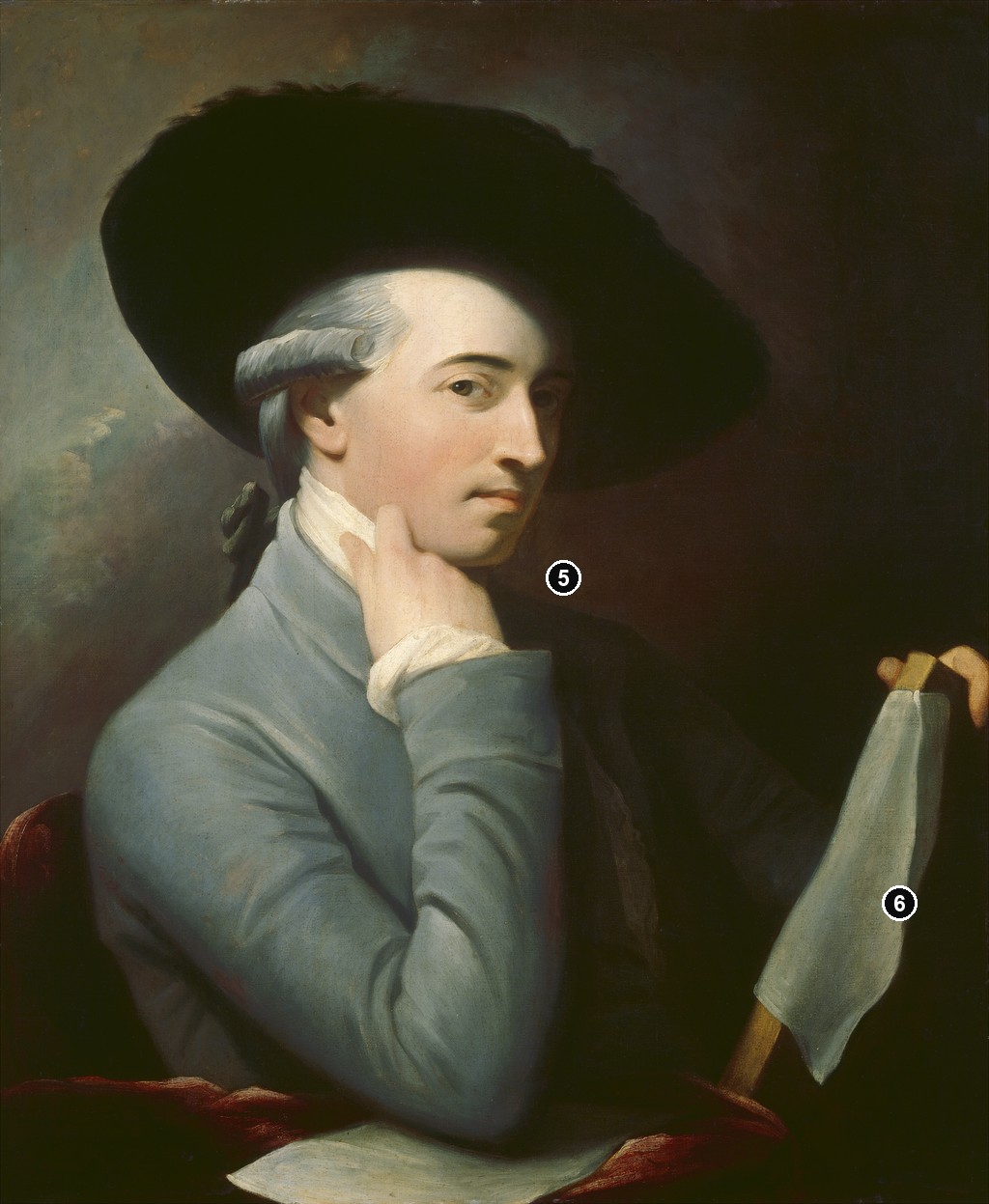Annotated details from Benjamin West: The Anonymous Copy by Unknown eighteenth-century artist after Benjamin West, Benjamin West, around 1776